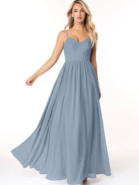 Azazie Dolphin Gray Spaghetti Strap Chiffon Bridesmaid Dress